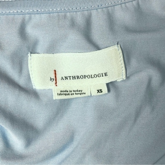 ANTHROPOLOGIE Y2K Pastel Blue Flutter Short Sleeves Draped Ballet Wrap Top XS - Picture 5 of 6